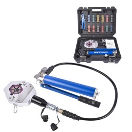 Hydraulic Hose Crimping Tool AC Crimping Tool, Manually Operated AC Hose Crimper with 7 Sets of Dies, Hose Crimper for Barbed and Beaded Hose Fittings Mustrod