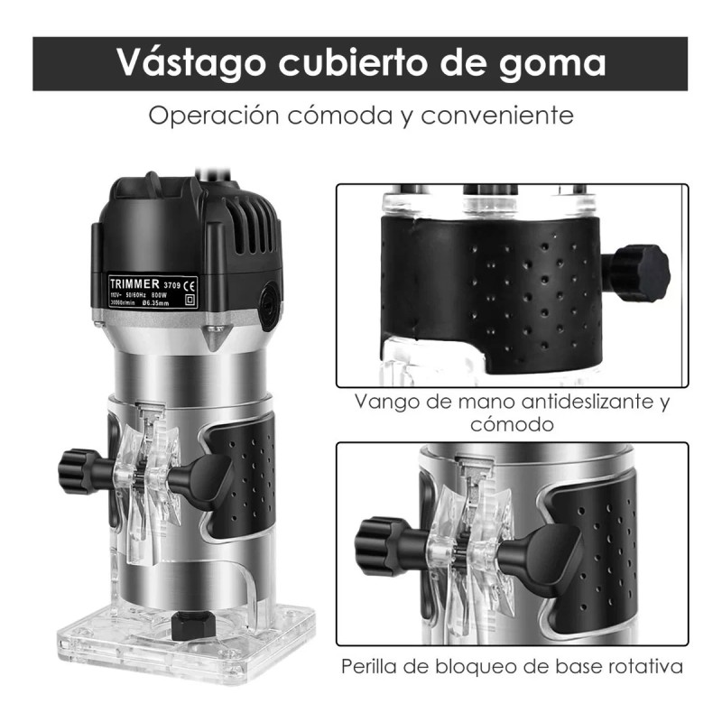 LSXD Router Madera Recortadora Rebajadora 800w +15 Brocas Carburo