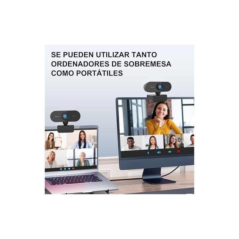 Cámara Web HD 1080P, Webcam con Microfono para PC, Camara