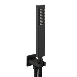 Gaosin Black Brass High Pressure Handheld Shower Head with Elbow Wall Connector Shower Holder and Hose Set Single Function