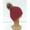 Unbranded Winter Warm Red Knit Stretch Beanie Hat with Silver