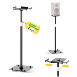 Universal Speaker Stand Pair for Surround Sound, Adjustable with Cable Management, Studio Monitor Stands 25° Tilt Angle, All-Metal Heavy Duty Holds up to 88 lbs, Bookshelf Speaker Stands