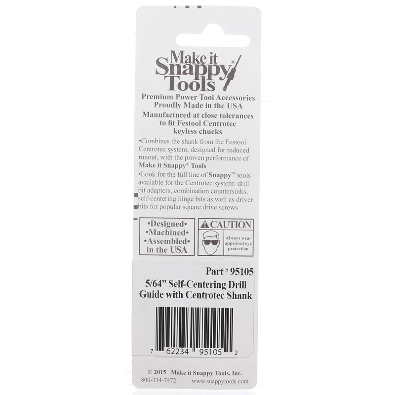 Snappy Tools 5/64 Inch Self-Centering Hinge Bit, Compatible with Festool