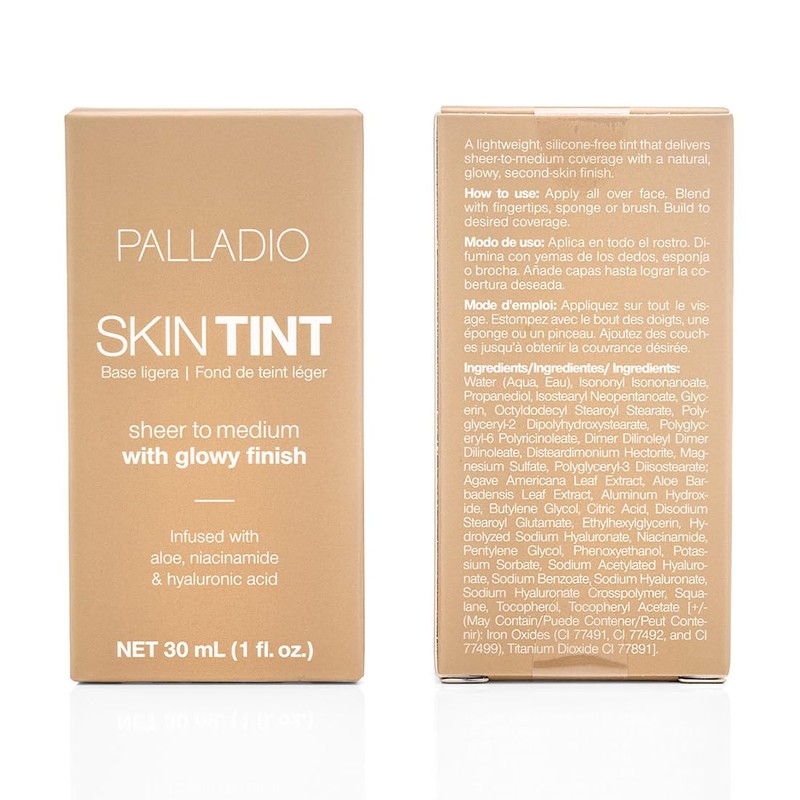 Palladio Skin Tint Foundation con Ácido Hialurónico, Niacinamida y Aloe,