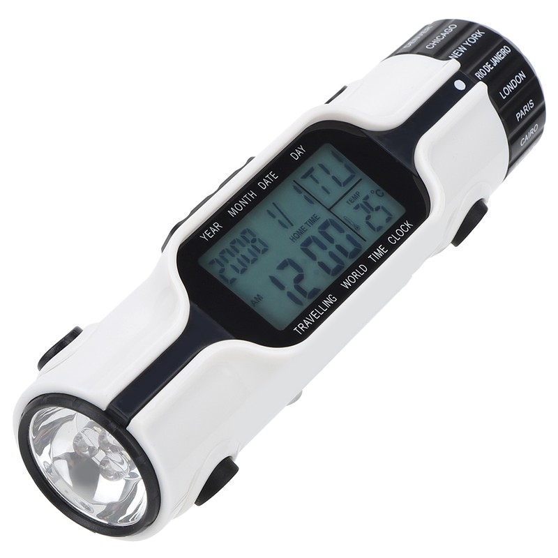3 in 1 Electronic Flashlight Digital Alarm Clock Thermometer with