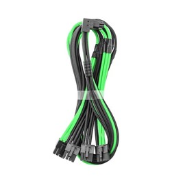 CableMod RT-Series Pro ModMesh Sleeved 12V-2x6 12VHPWR 90° StealthSense PCIe Cable for ASUS/Seasonic/Phanteks - Variant A (Black + Light Green, 16-pin to Quad 8-pin, 60cm)