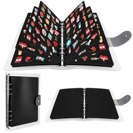 8 Pages Enamel Pin Display Book for Enamel Pins, A5 Pins Collection Storage Organizer Book for Collectors, Portable Travel Pin Trading Books with Clear PVC Cover (Not Include Accessories)