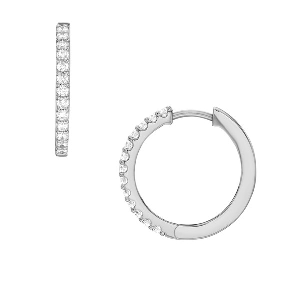 Fossil Women's All Stacked Up Brass Hoop Earrings, Color: Silver