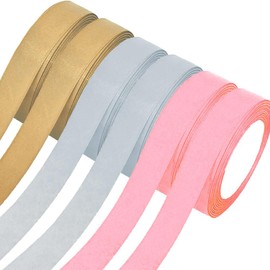 Satin Ribbon, 6 Rolls Decorative Ribbon, Fabric Ribbon, 20 mm x 22 m Roll Decoration Gift Ribbon for Gift Packaging, Wedding Decoration, Birthday Gifts, DIY Champagne Gold Rose Gold Silver