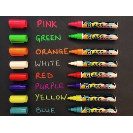 FANTASTIC CHALK PENS & MARKERS - 8 Pack BEST for Kids Art Menu Board Bistro Boards Non Porous Chalkboard Blackboard Whiteboard - Glass & Window Pens & Erasable Paint Marker with Reversible 6mm Fine or Chisel Tip - Bright Neon Coloured Plus White ( includ