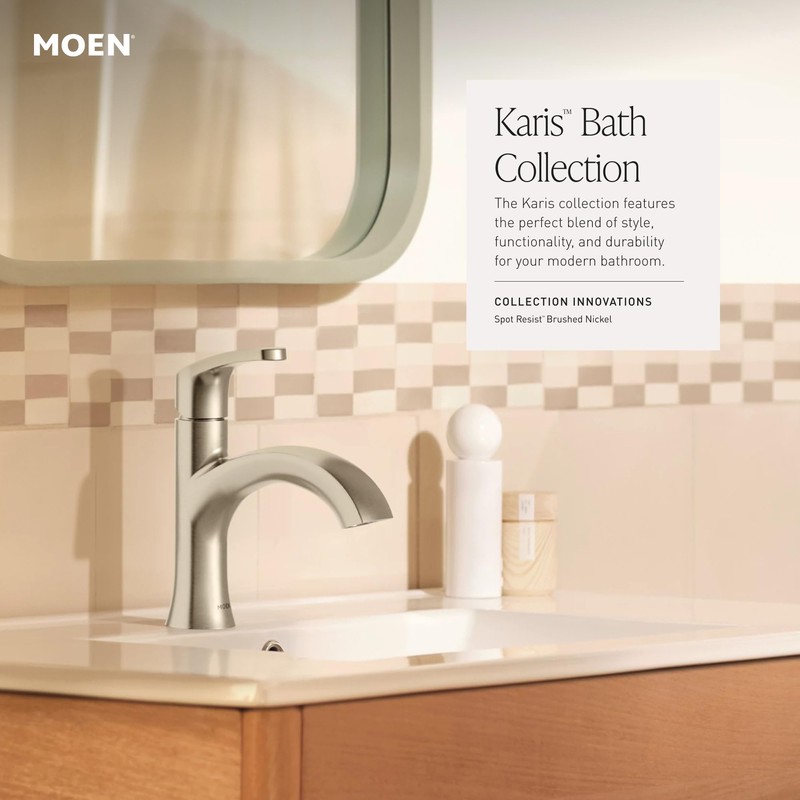 Moen Karis Chrome One-Handle Single Hole Bathroom Sink Faucet with