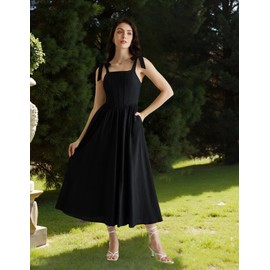 Women Renaissance Square Neck Dress Fairy Maxi Dress with Pockets Black XL