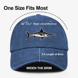 OUTDOOR SHAPING Fish Embroidery Dad Hat - Soft Washed Cotton Unstructured Baseball Cap for Unisex Adjustable Vintage Style Blue