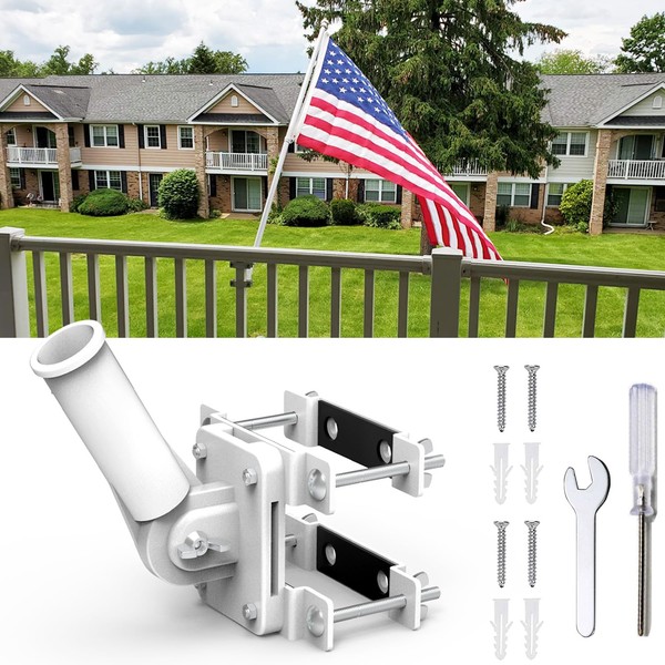 YAARHEJ No Drill Flag Pole Holder for Railing,Flag Pole Mount