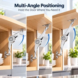 2-Pack Adjustable Hydraulic Lid Support for Lift-Up Cabinets – Random Stop Zinc Alloy Hinge for Kitchen & Furniture Doors