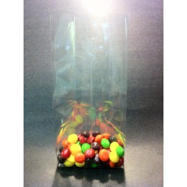 UNIQUEPACKING 100 Pcs 3x2x8 Clear Side Gusseted Cello Cellophane Bags Good for Candy Cookie Bakery