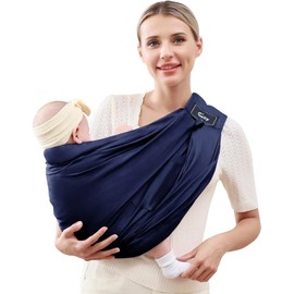 CUBY Baby Carrier Sling, Baby Essentials for Newborn Natural Cotton Adjustable Baby Carriers Comfortable Easy Wearing Nursing for Infant Toddler Wrap Sling for Newborn (Dark Blue)