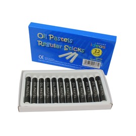 Bright Ideas Regular Oil Pastels - 12 Pack of White Colour Oil Pastels Crayons - Intense Bright Colours - Perfect Oil Pastels for Kids, Artists, Students - Pastels for Paper, Card, Canvas. BI8357.