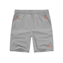 TBMPOY - Pantalones cortos para hombre, 9 pulgadas, para senderismo, correr, bolsillos con cierre, atléticos, deportes al aire última intervensión, gimnasio, entrenamiento, 4 bolsillos, Gris claro