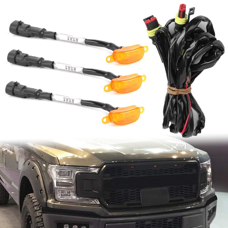 3pcs Car Grille Light with Harness High Brightness Fit for