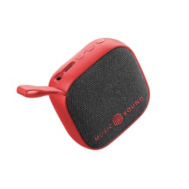 Music Sound - MINI - Bluetooth Speaker - 3 Watt Power - 4 Hours Playtime - Compact and Portable - Soft and Colorful Fabric Surfaces - Red