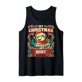 Husky My Christmas Spirit Dog Santa Claus Elf Reindeer Tank Top