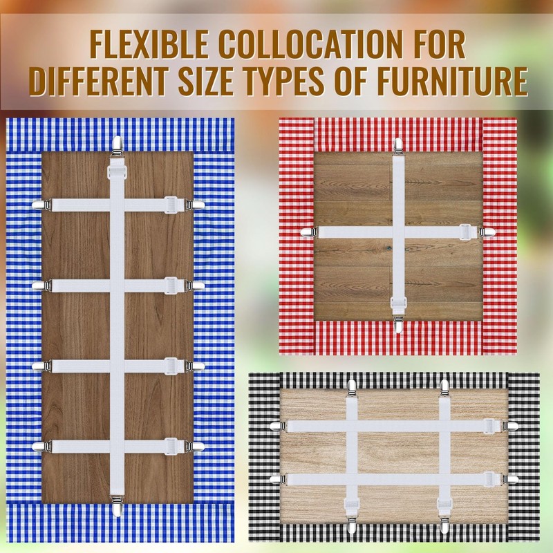 SYOZPXY 6 Packs Hidden Tape Tablecloth Clips, Elastic Tablecloth Clips,