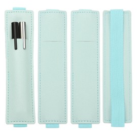 PATIKIL 4 Pcs Elastic Notepad Holder Adjustable 2 Pack PU Leather Pencil Sleeve Pouch for Journal Clipboard Planner Book Light Blue
