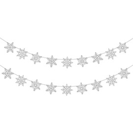 Pack of 2 Glitter Winter Decoration Garland, Snowflakes Decorative Flag, Garland Christmas for Snowflakes Decoration, Christmas Decoration, Winter Decoration (Silver)