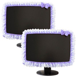 ZUYYON 2 Pcs 23''-26'' Lovely Computer Monitor Cover with Bow-Knot Cute Elastic Monitor Dust Cover Protector Monitor Accessories Laptop TV LCD Screen Monitor Decor(Purple)