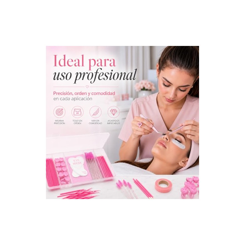 Lecute Set Profesional Aplicacion Extensiones de Pestañas Caja Organizadora Parches