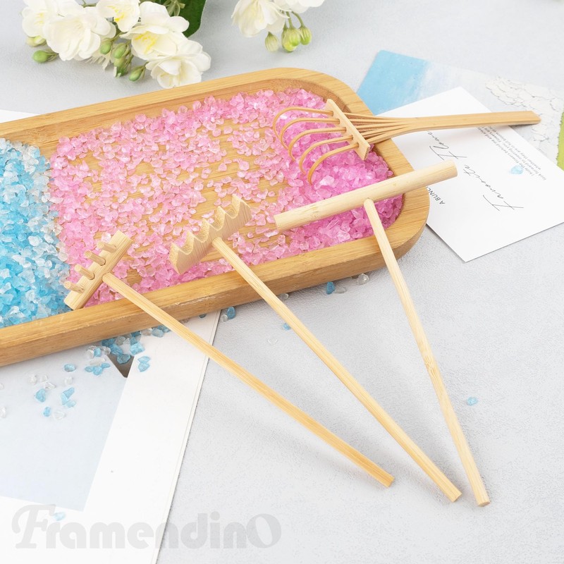 Framendino, 4 Packs Mini Zen Garden Rake Tool, DIY Sand