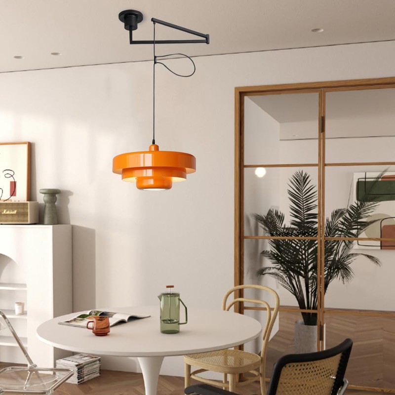 Meefad Adjustable Hanging Light Fixtures, Modern Swing Arm Pendant Light,