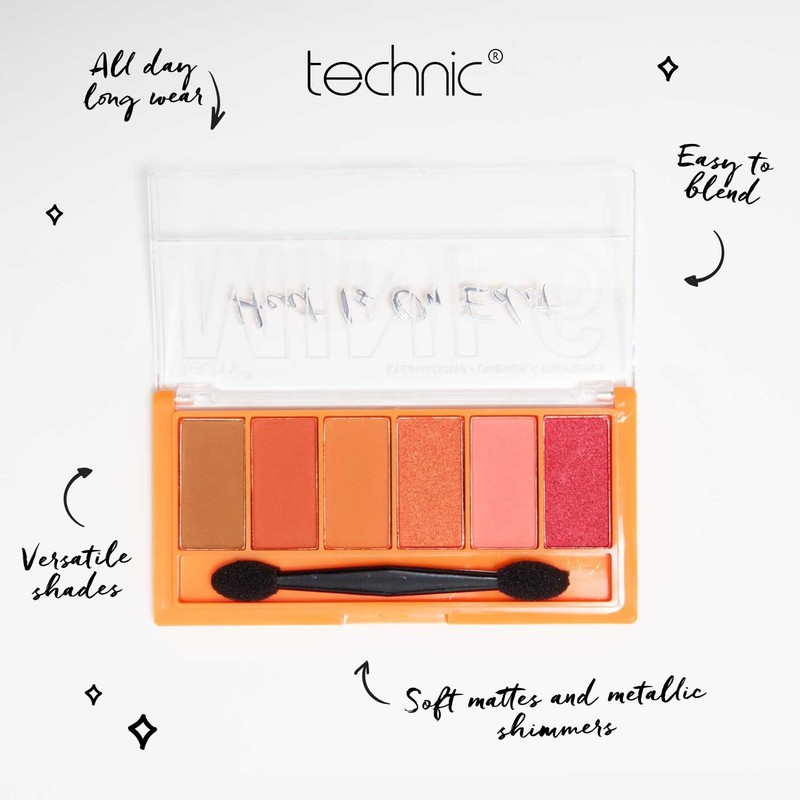 Technic Mini Edit 6 Eyeshadow Palette, Long Lasting and Blendable