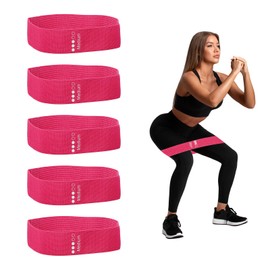 PATIKIL Fabric Resistance Bands Medium, 5 Pack Elastic Exercise Bands for Women and Men, Booty Legs Workout Bands for Working Out Fitness Pilates, Fuchsia