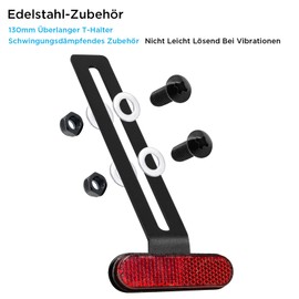polarmotor Reflector Motorcycle Rear Reflector with Elbow Long T-Holder (Length 130 mm Mini Slim E-Approved Universal Cat's Eyes Red