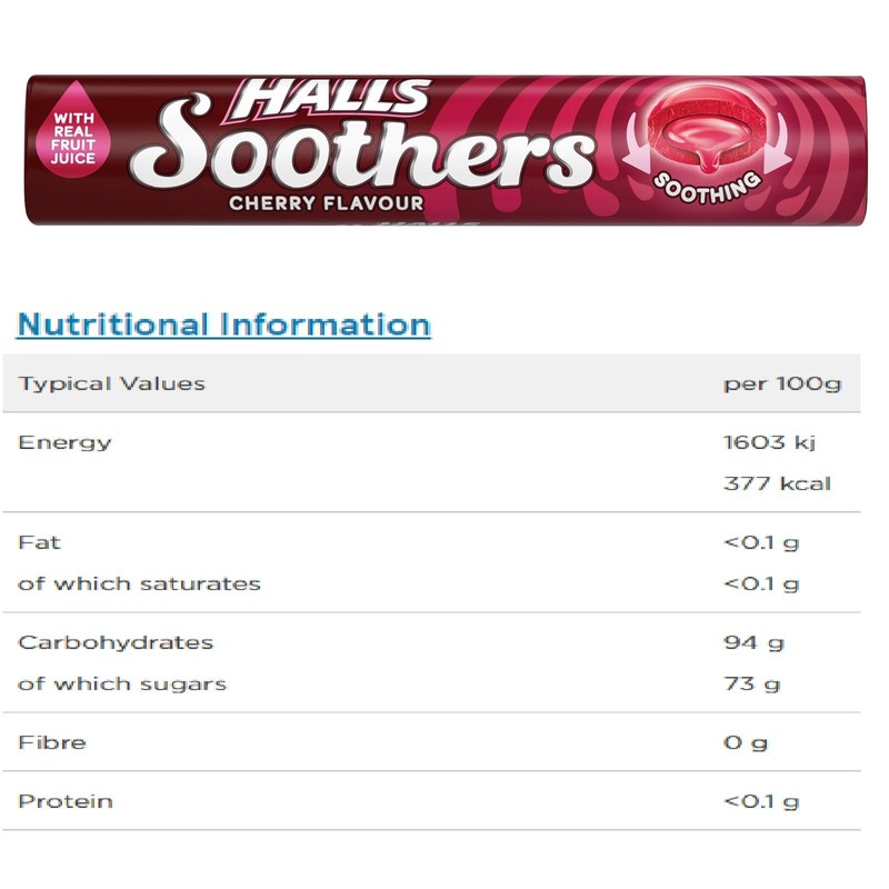 Halls Soothers 5X 45g Mixed Flavour Drops Mints Cherry, Strawberry,