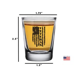 Rogue River Tactical USA Tattered Flag Veteran Shot Glass Gift For Military Untied States Of America Vet