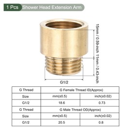 YOKIVE Shower Head Extension Arm, G1/2 Male to Female Thread Pipe Fitting Coupler, Great for Plumbing, Swimming Pool (Copper Tone, 26-mm)