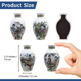 4PCS 3D Ceramic Vase Fridge Magnets, Decorative Ceramic Flower Vase Refrigerator Magnet, 3D Cute Flower Magnets for Kitchen & Office, Floral Refrigerator Magnet
