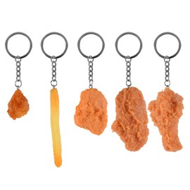 Luckforest Imitation Food Keychain, 5 Pcs Creative French Fried Chicken Nuggets Fried Chicken Legs Wings Keyrings for Handbag Purse Car Accessories