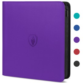 Premium Zip Card Binder 12 Pocket, Fabmaker 912 Pockets Trading Card Binder, PU Zipper Card Collection Album, Sturdy Side-Loading Card Book Holder for MTG, TCG, Game Cards, Sports Cards, Purple