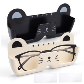 MYLERCT Glasses Holder Wall, 2 Pieces Car Glasses Holder, Glasses Holder for Car, Mounting No Drilling, Cute Cat Look, for Hanging Glasses Sunglasses