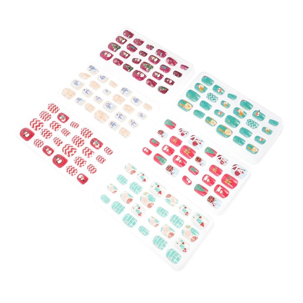BIUDECO 144pcs Christmas Themed False Nail Tips for Girls Pre-glued