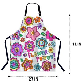 BGBDEIA Flower Power Chefs Apron, Cooking and Baking Apron for Men and Women, Kitchen Apron, Butchers Apron, BBQ & Catering Bibs