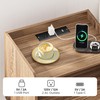SUPERJARE Nightstand with Charging Station & Rattan-Like Decor Drawer, Rattan