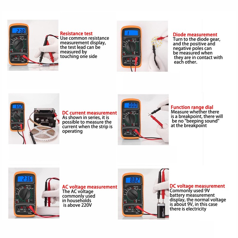 Multímetro Digital Profesional, Voltimetro Amperimetro, Medidor de Corriente Voltaje AC/DC,