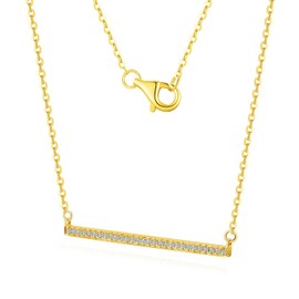 Caratant 14k Solid Gold Diamond Solitaire Station Necklace Series,No fading, No allergies, Non gold-plating,Lab grown Diamond, DEF VS~VVS,Lobster buckle (Pavé Bar(Yellow), White and Yellow Gold)