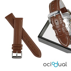 OcioDual Leather Watch Straps Quick Release Compatible with 18mm 20mm 22mm Universal Models Smart and Traditional Watch Replacement Unisex, 20 mm