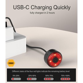 TOWILD TL03 Bike Tail Light Smart Brake Sensing Bike Rear Lights,Type-C Cable Waterproof Bicycle Back Lights Led Rechargeable Auto On/Off Flash Strobe Safety Red Taillight for Road Cycling Commuting